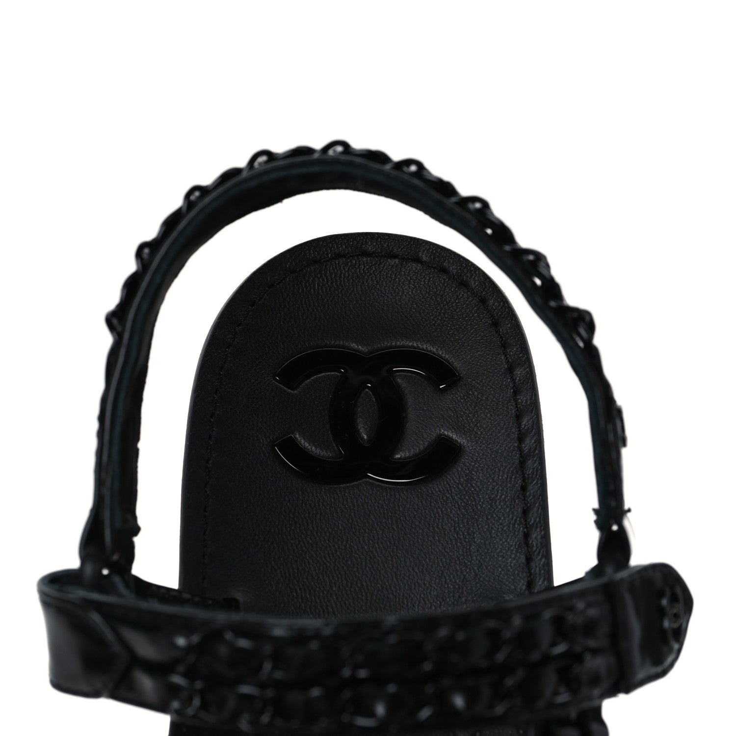 Chanel Laminated Goatskin Chain Sandals 40.5 Black 7 of 9