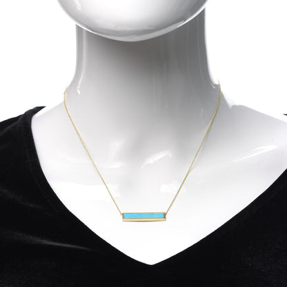 Jennifer Meyer 18K Yellow Gold Turquoise Inlay Bar Necklace 2 of 6