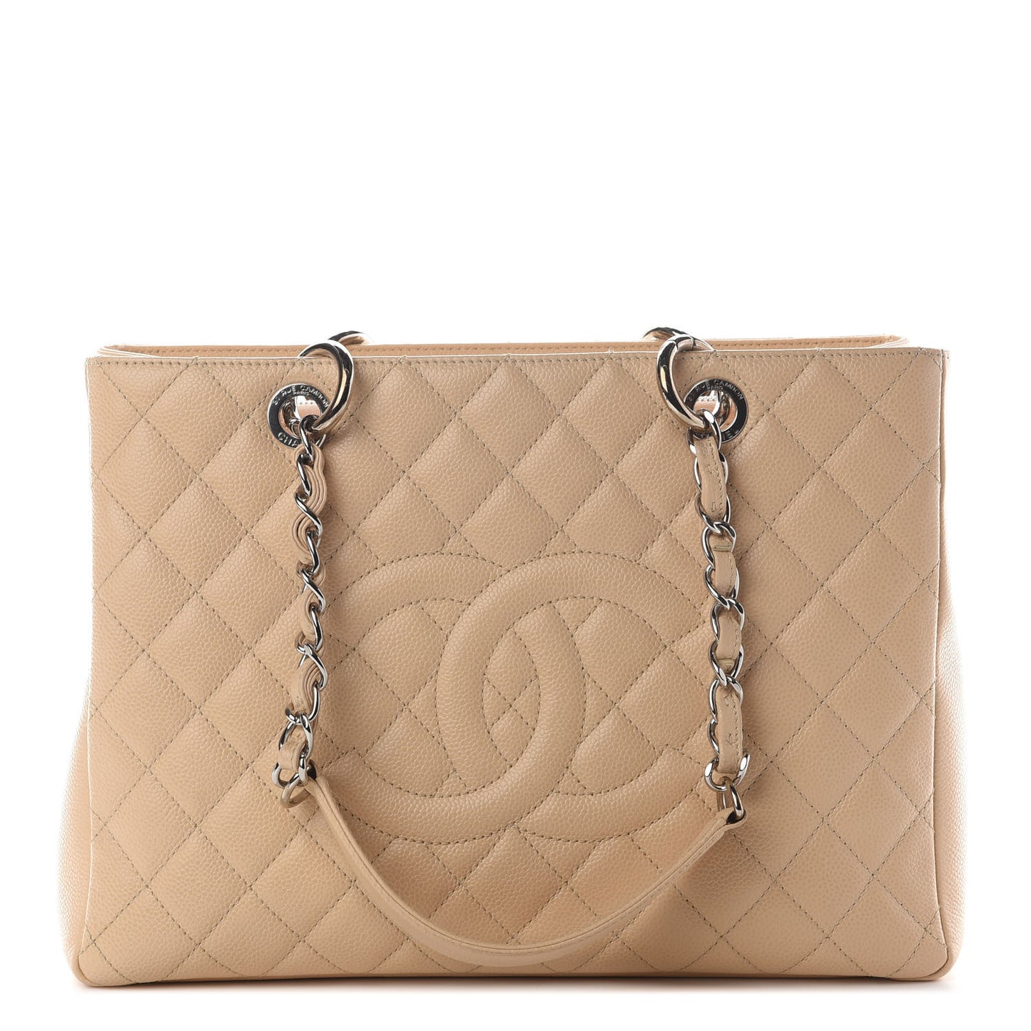 Caviar Quilted Grand Shopping Tote GST Beige Clair