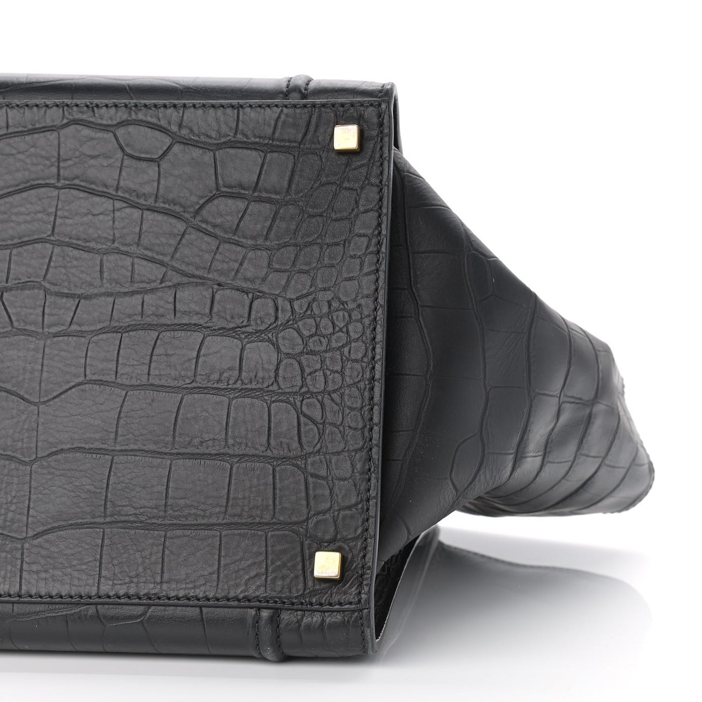 Calfskin Crocodile Embossed Medium Phantom Luggage Black