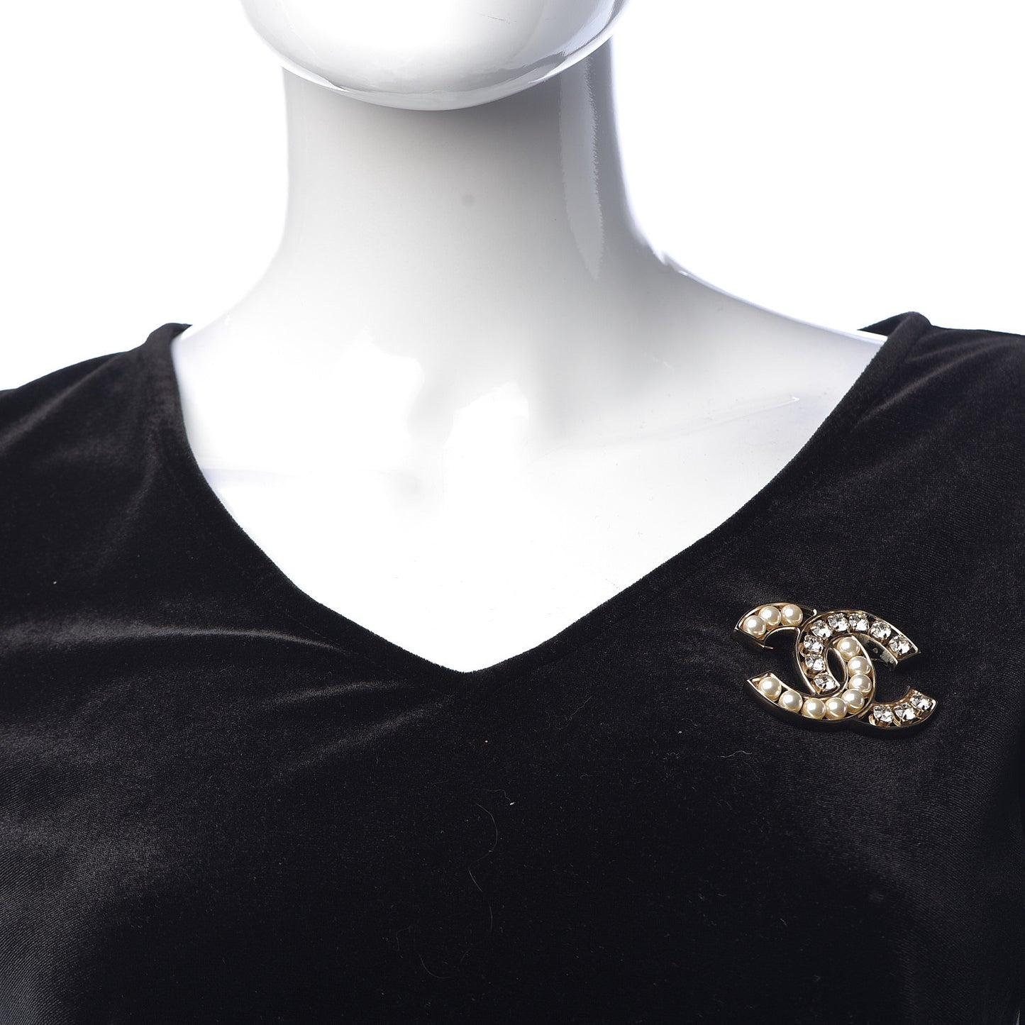 Pearl Crystal CC Brooch Gold Pearly White