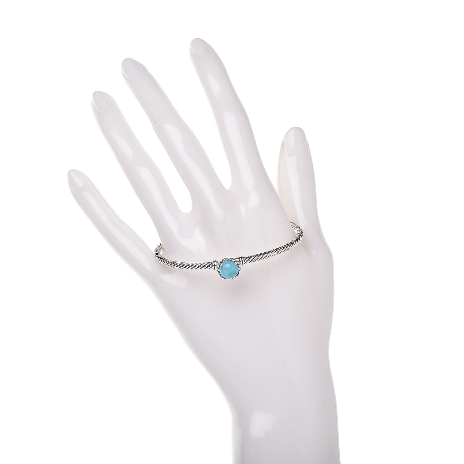 David Yurman Sterling Silver Turquoise 3mm Chatelaine Bracelet 2 of 4