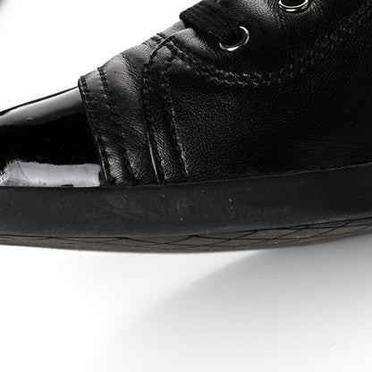 Chanel Lambskin Patent Cap Toe CC Sneakers 37.5 Black 12 of 15
