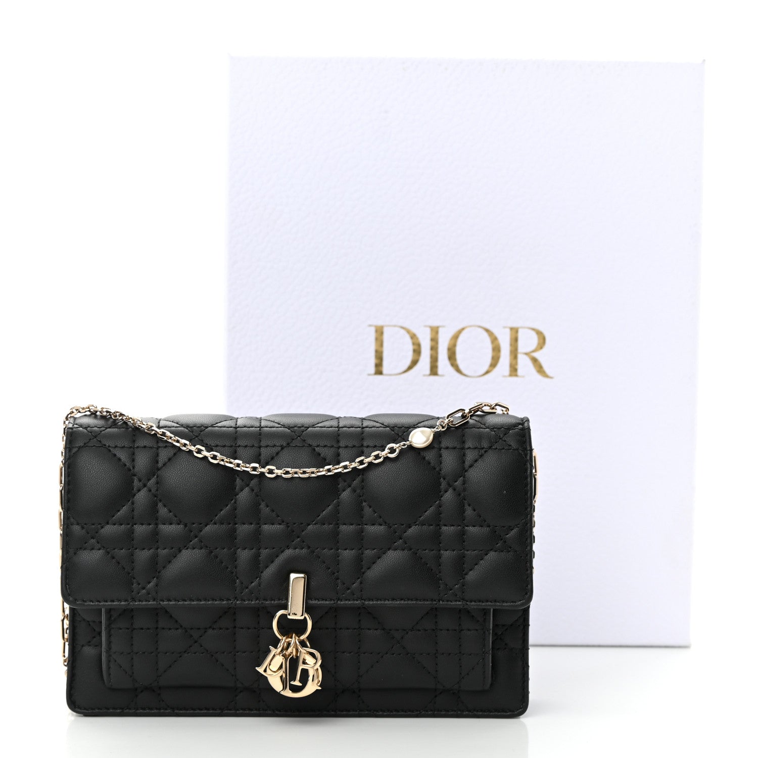 Christian Dior Lambskin Cannage Miss Dior Chain Pouch Black 14 of 14