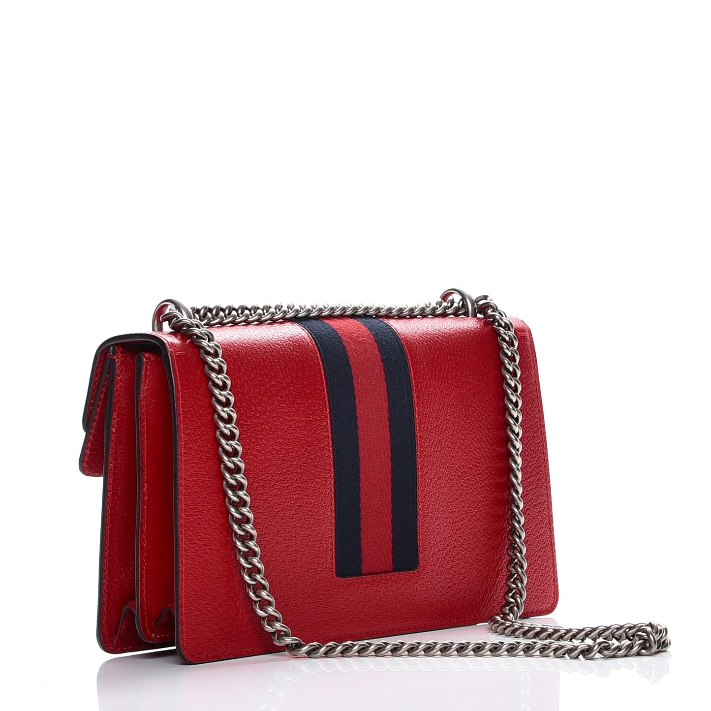 Calfskin Web Floral Embroidered Small Dionysus Shoulder Bag Hibiscus Red