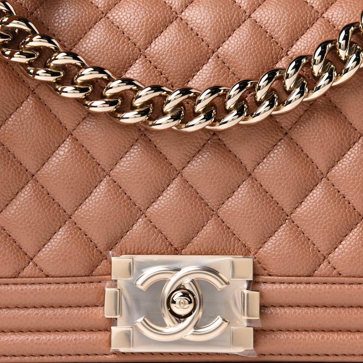 Caviar Quilted Medium Boy Flap Brown