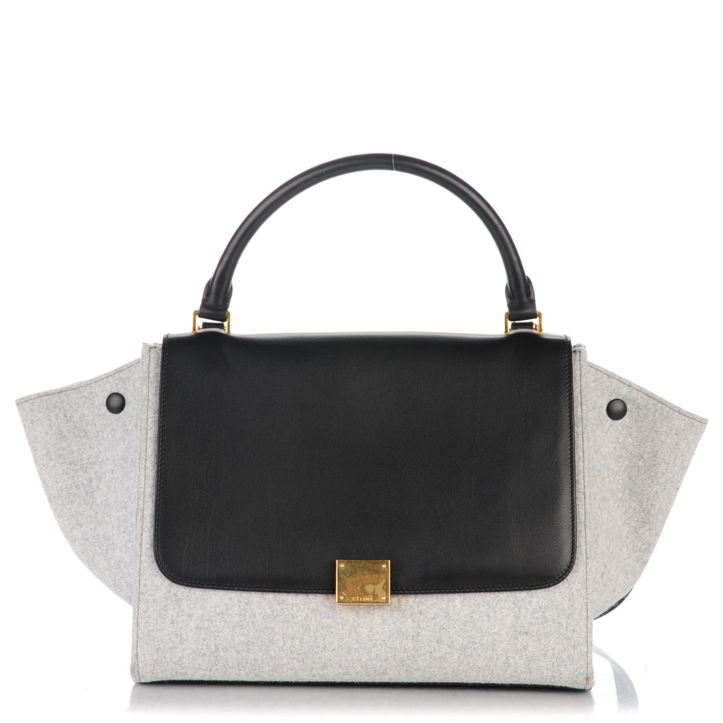 Felt Smooth Calfskin Medium Trapeze Pearl Grey