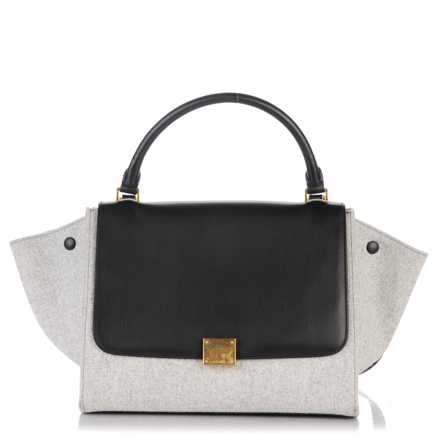 Celine Felt Smooth Calfskin Medium Trapeze Pearl Grey 1 of 8