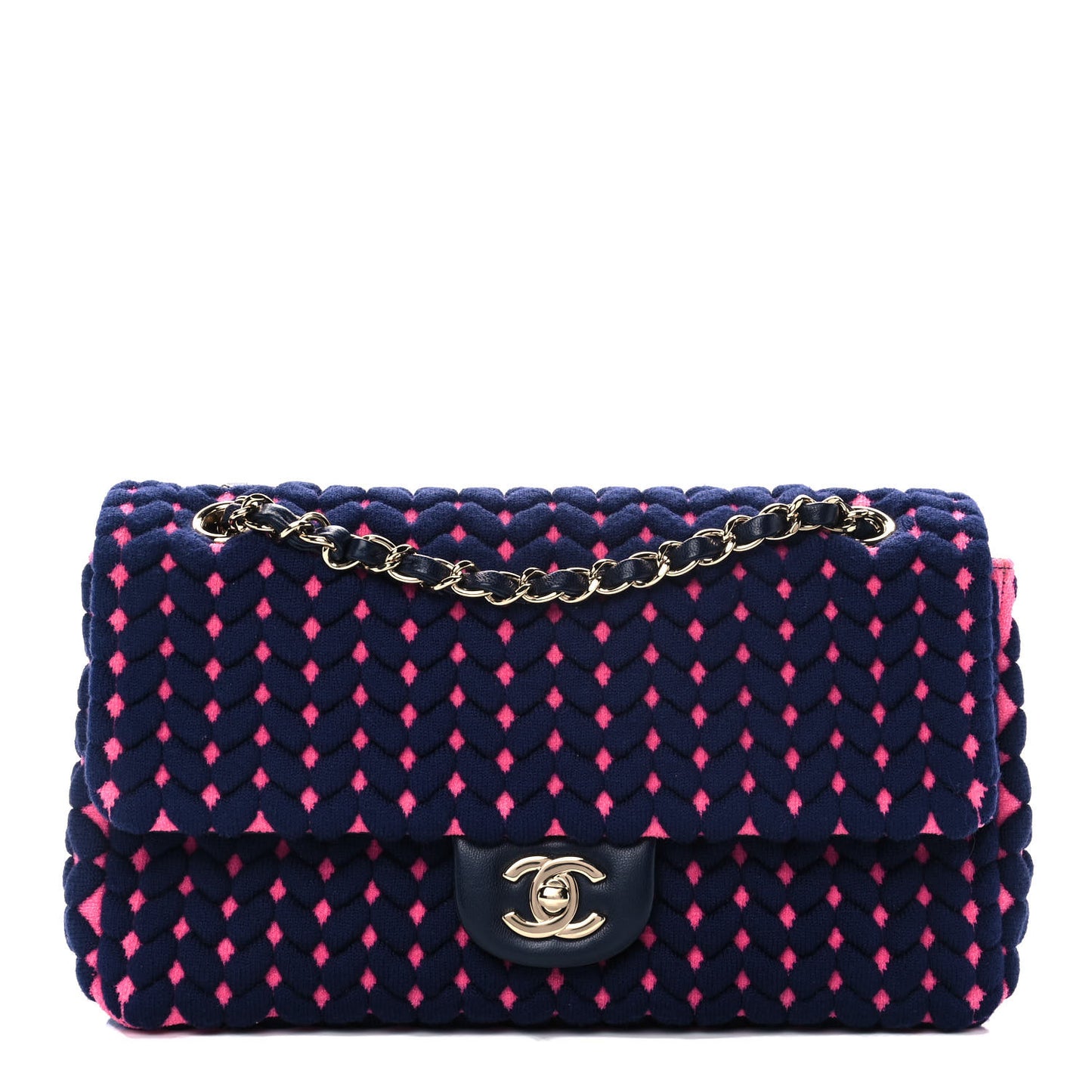 Woven Jersey Medium Single Flap Pink Navy