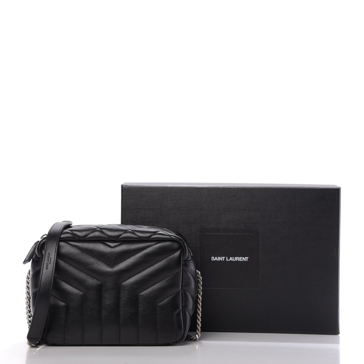 Calfskin Y Quilted Monogram Small Loulou Bowling Bag Black