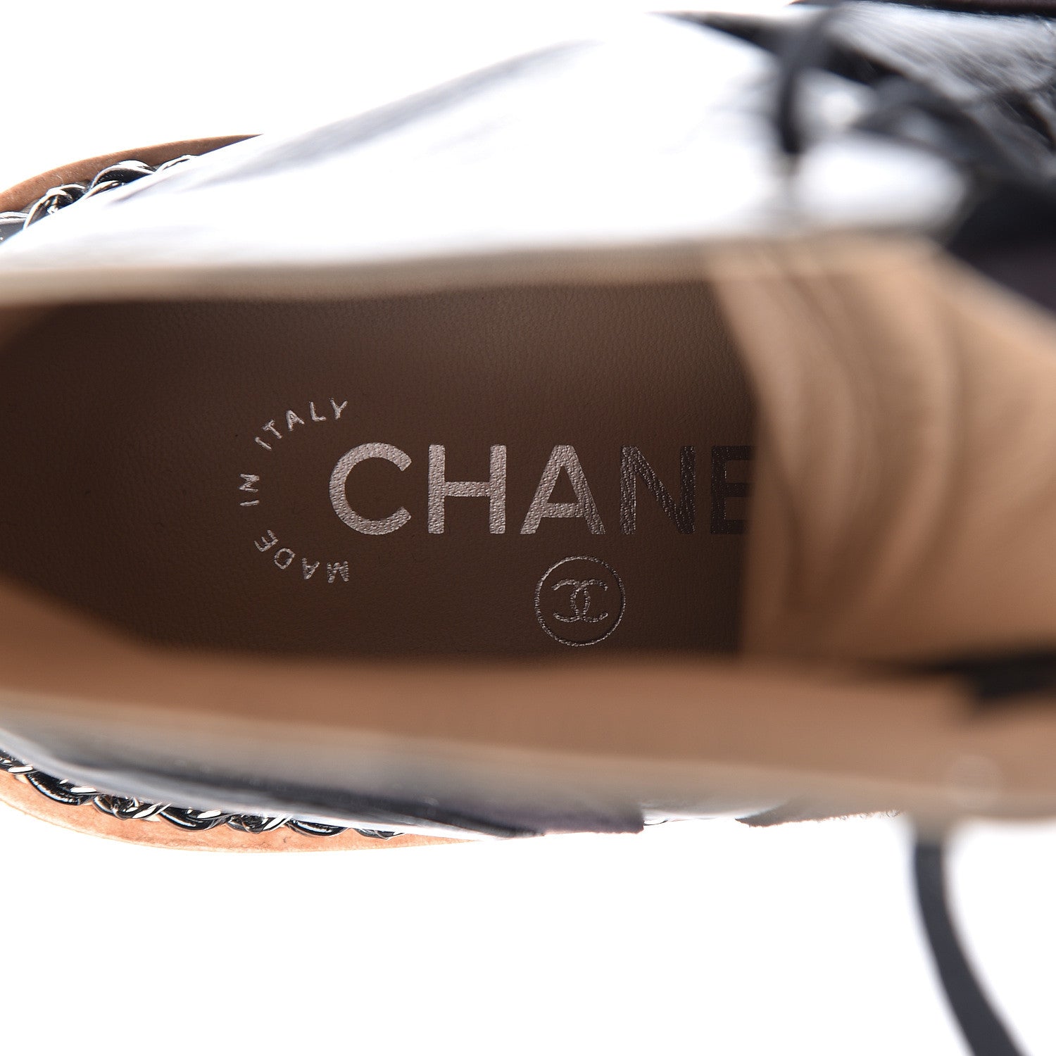 Chanel Patent Suede Calfskin Lace Up Short Boots 36 Black Dark Brown 7 of 13