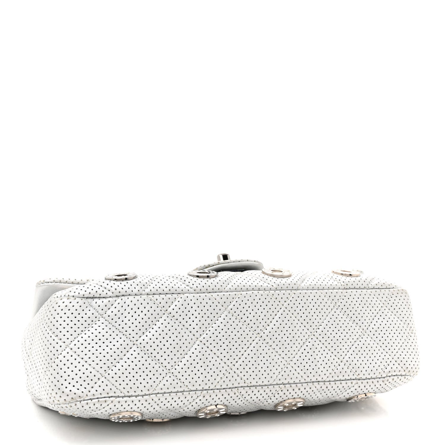 Chanel Perforated Metallic Lambskin Medium CC Medals Flap Silver 4 of 13