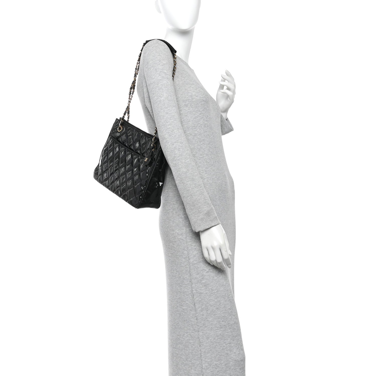 Chanel Patent Quilted Shopping Tote  Black 2 of 14