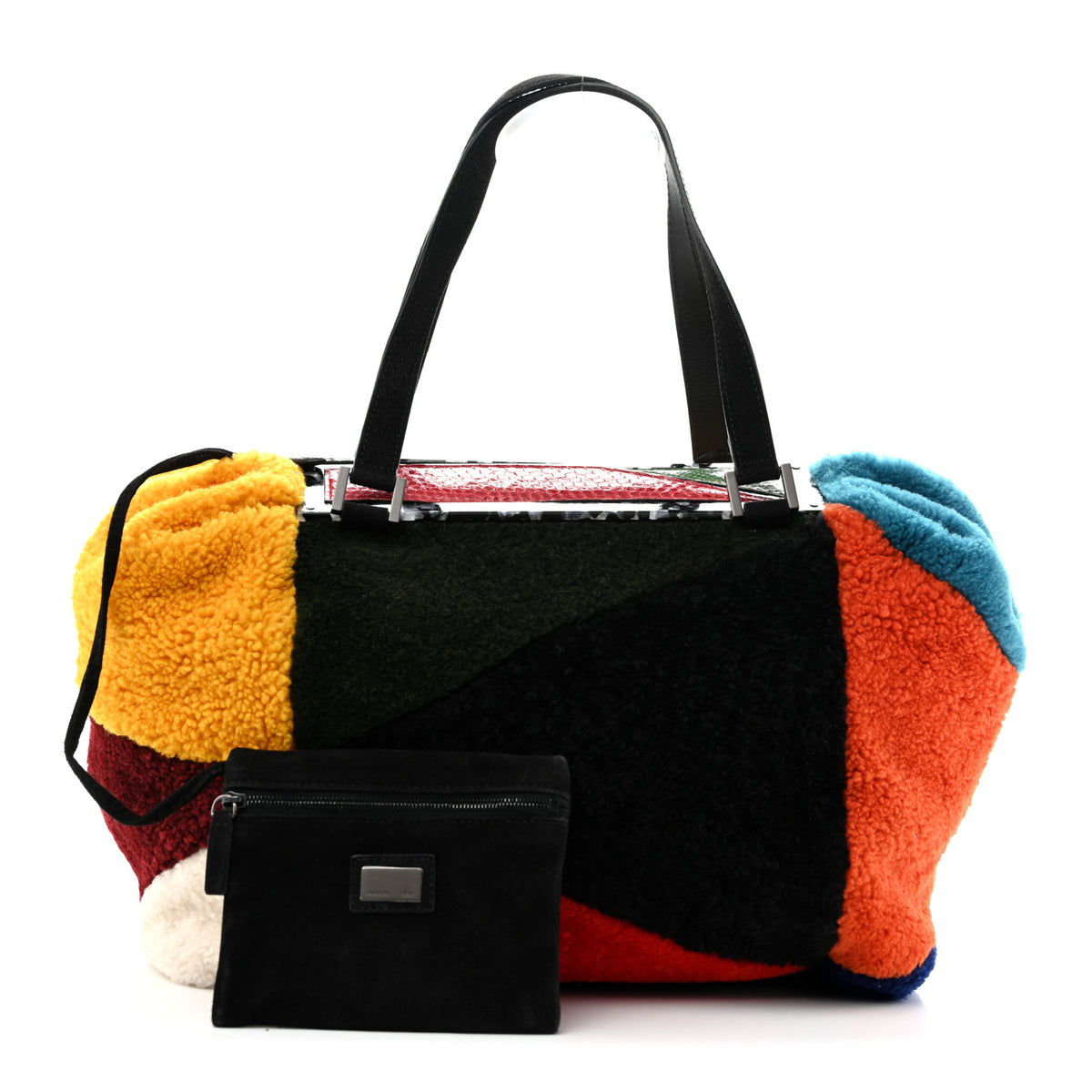 Shearling Snakeskin Geometric To You Satchel  Multicolor