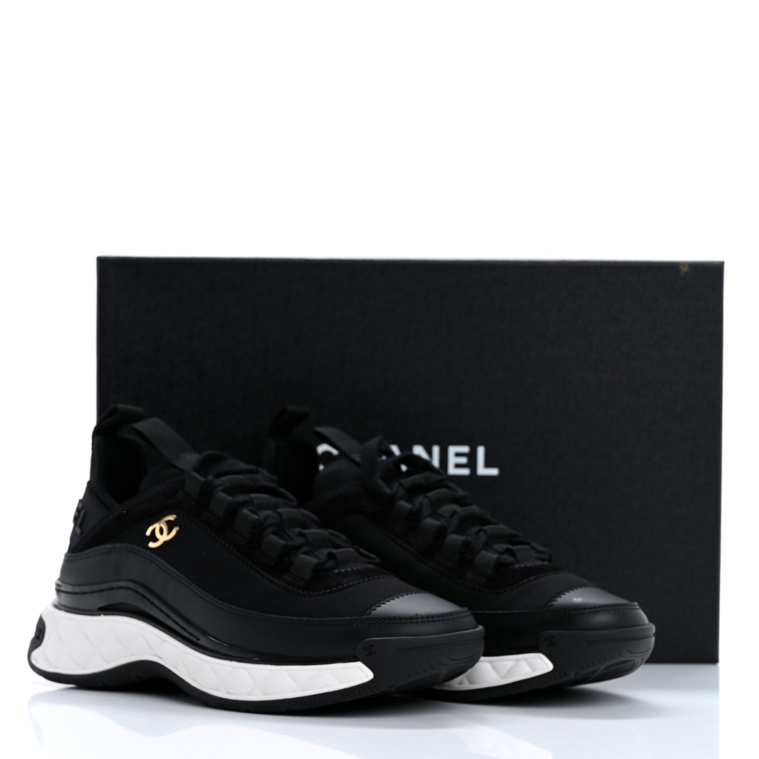 Chanel Velvet Calfskin Mixed Fibers CC Sneakers 36 Black 9 of 9