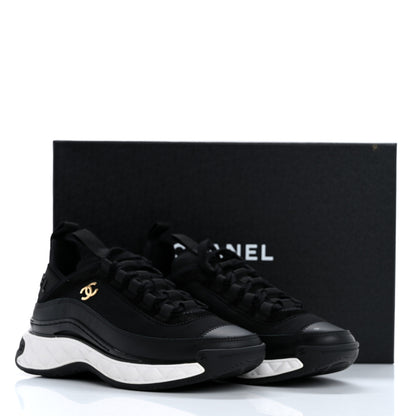 Chanel Velvet Calfskin Mixed Fibers CC Sneakers 36 Black 9 of 9