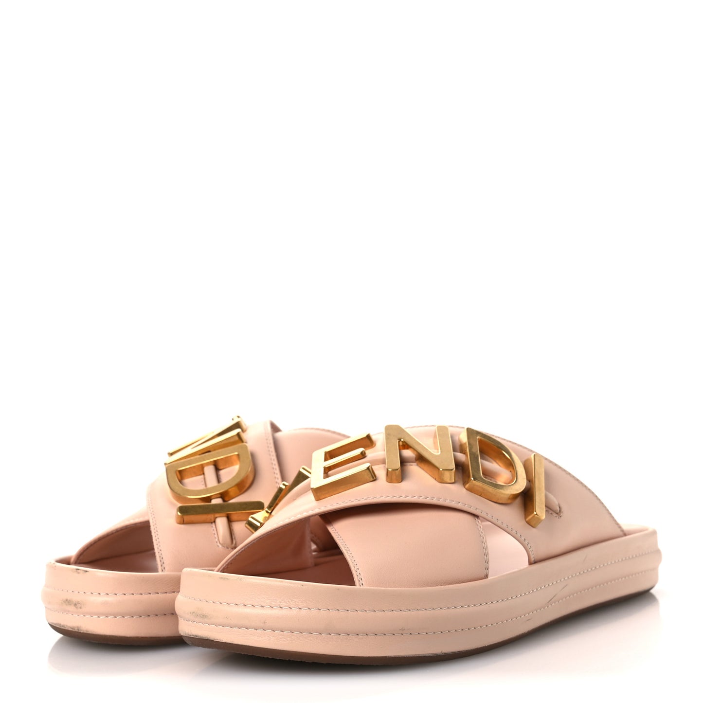 Vitello Womens Fendigraphy Slide Sandals 38 Light Rose