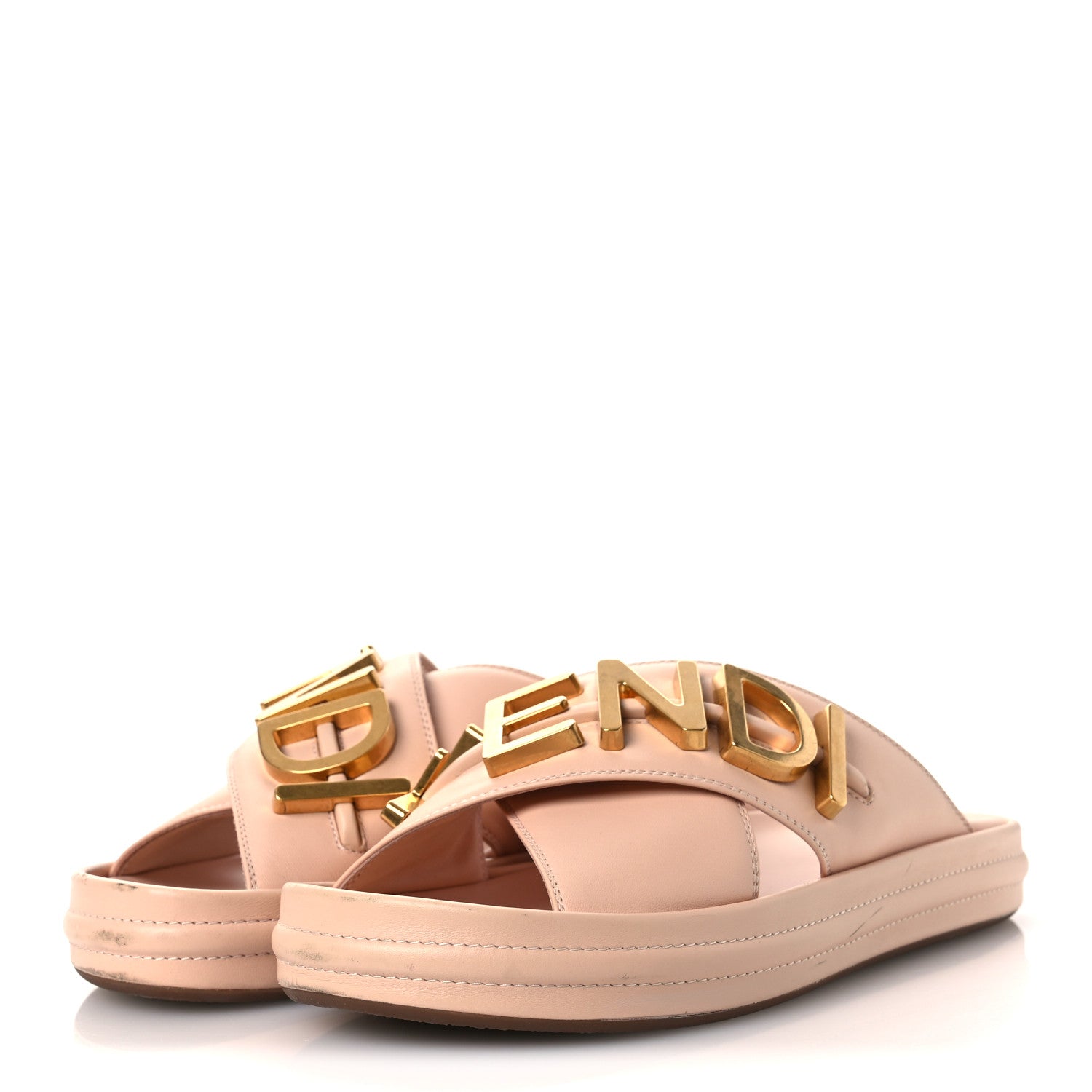 Fendi Vitello Womens Fendigraphy Slide Sandals 38 Light Rose 4 of 15