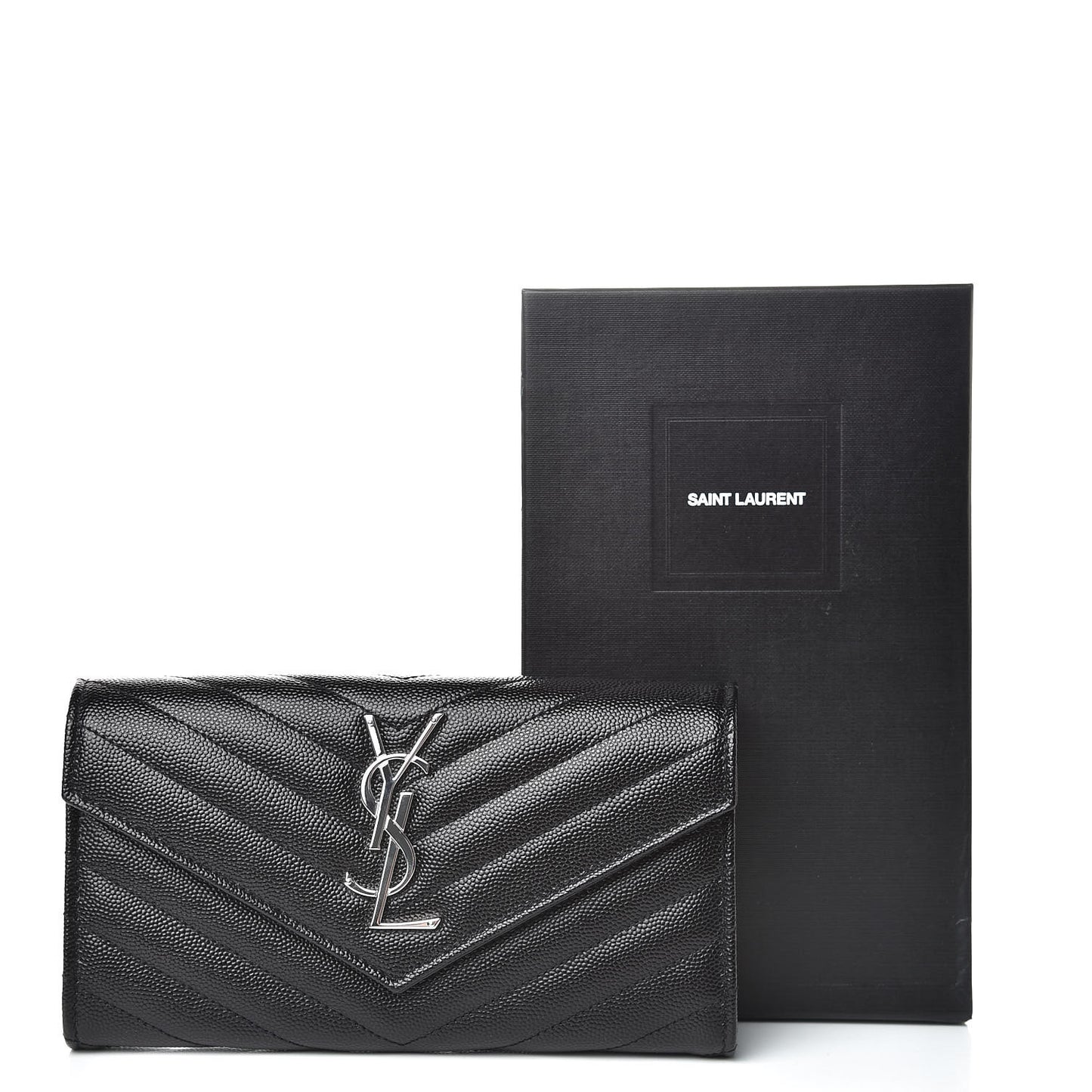 Grain De Poudre Matelasse Chevron Monogram Flap Wallet Black