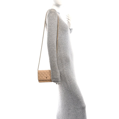 Chanel Caviar Quilted Wallet on Chain WOC Beige 2 of 12