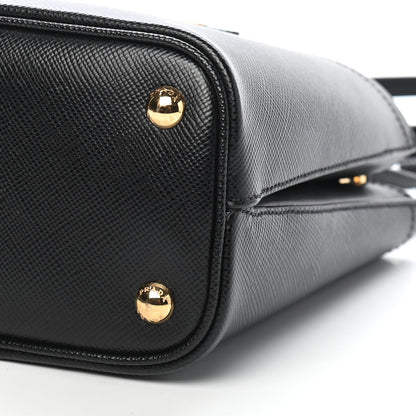 Prada Saffiano Cuir Small Panier Bucket Bag Black Fuoco 15 of 18