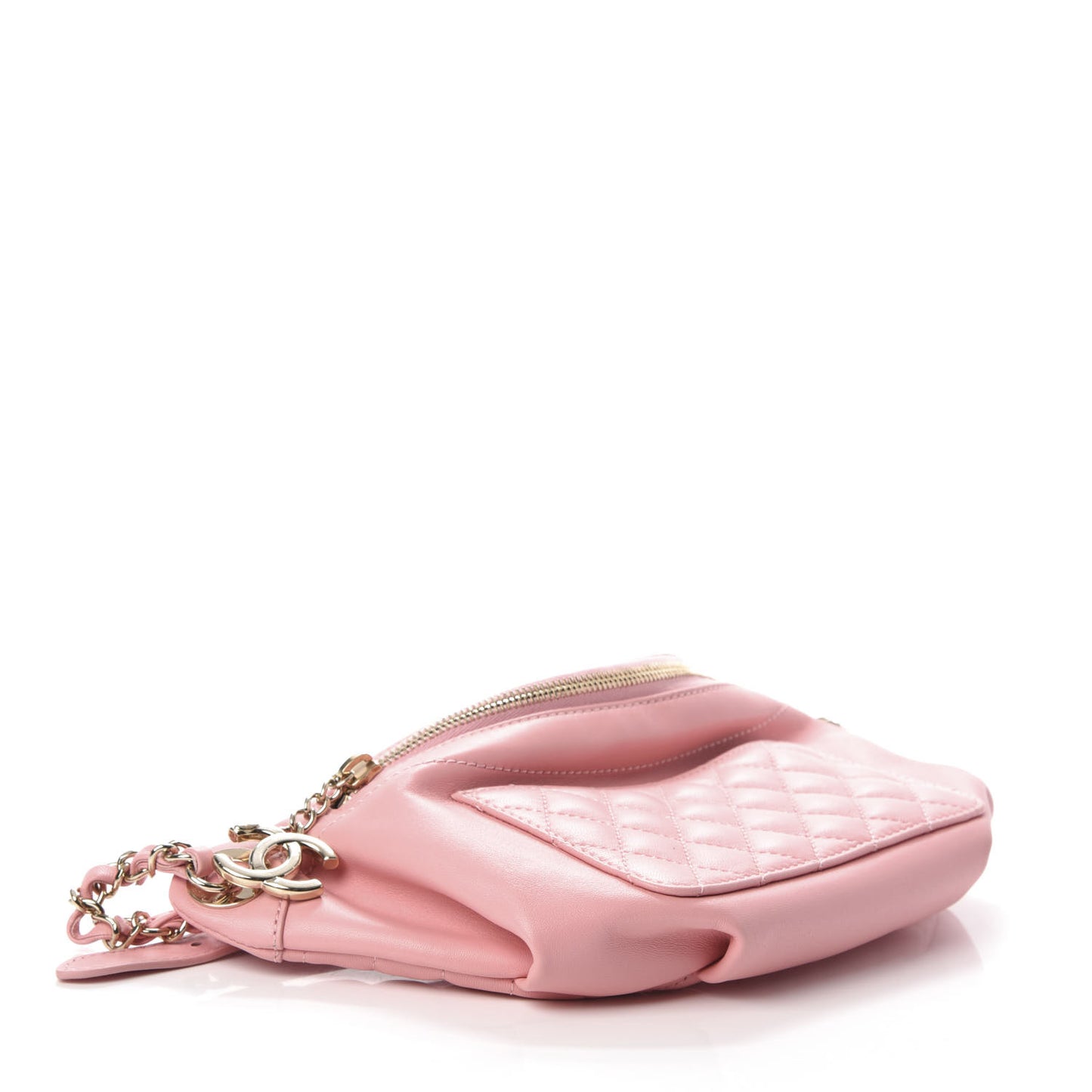 Lambskin Quilted Waist Belt Bag Pink