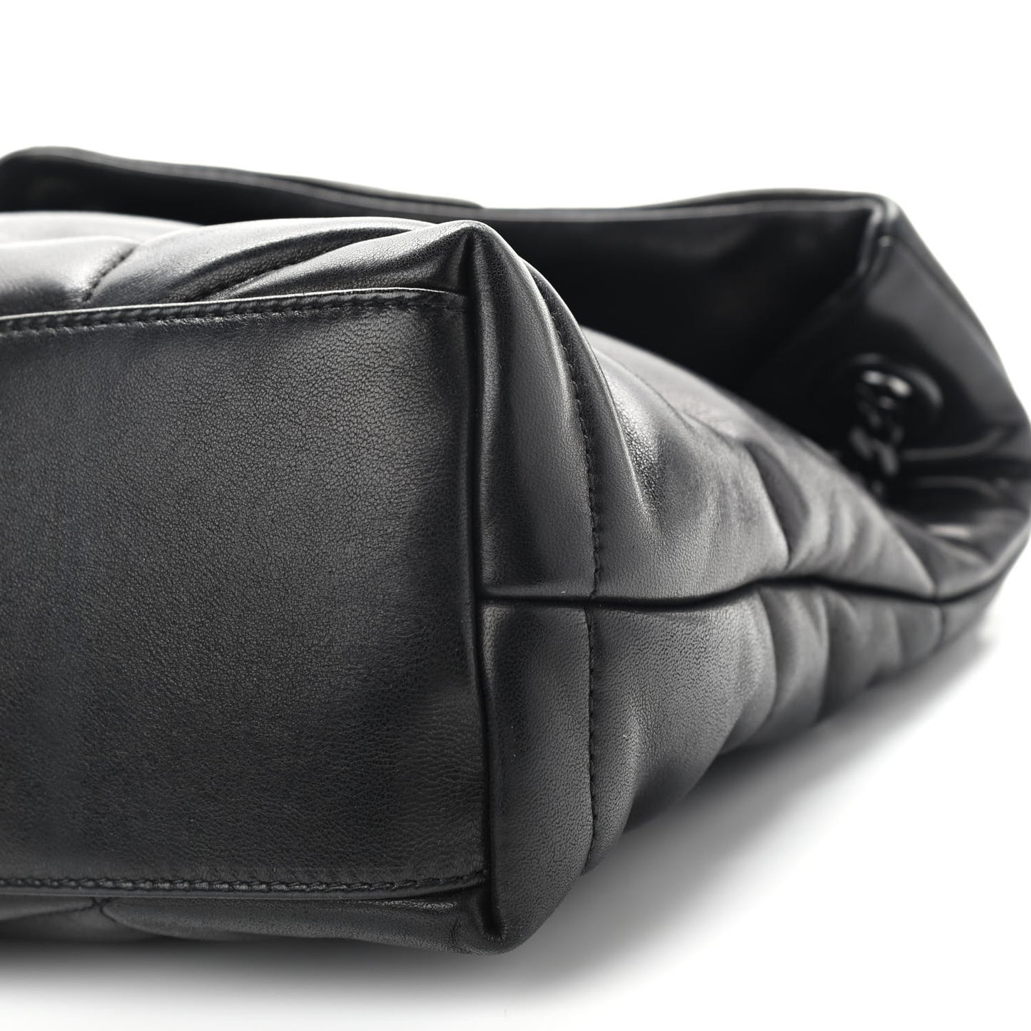 Lambskin Quilted Small Loulou Puffer Monogram Chain Satchel Black