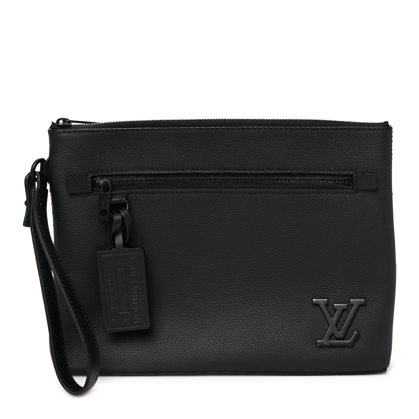 Grained Calfskin Aerogram Takeoff Pouch Black