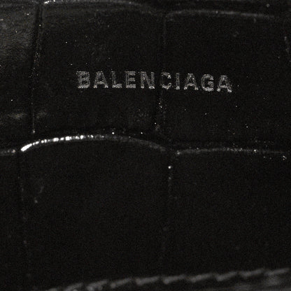 Balenciaga Shiny Supple Calfskin Crocodile Embossed Neo Classic Gold Hardware Nano City Crossbody Black 5 of 8