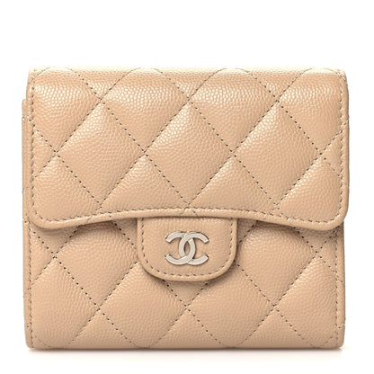 Chanel Caviar Quilted Compact Flap Wallet Beige 1 of 10