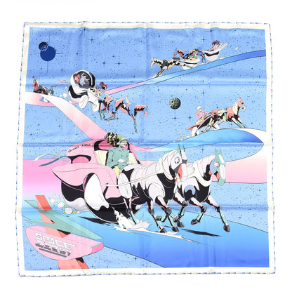 Hermes Silk Space Derby Scarf 90 Bleu Ciel Rose Vert Amande 1 of 4