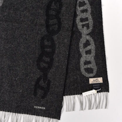 Hermes Cashmere Crazy Chain Muffler Anthracite Flanelle 2 of 4