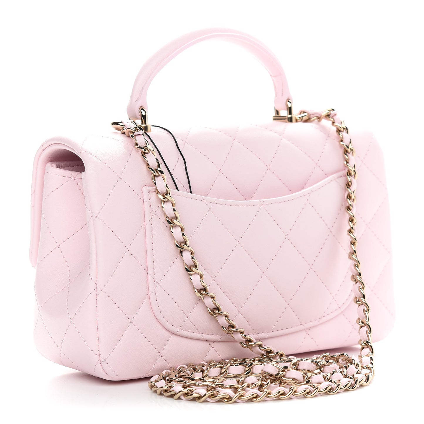 Lambskin Quilted Mini Top Handle Rectangular Flap Light Pink