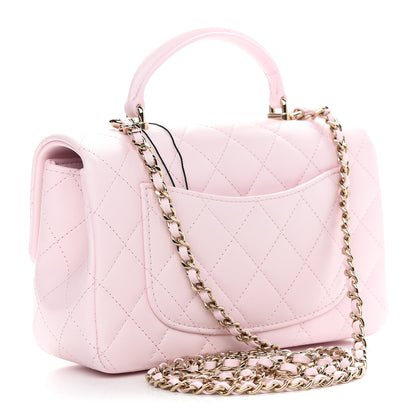 Chanel Lambskin Quilted Mini Top Handle Rectangular Flap Light Pink 2 of 8