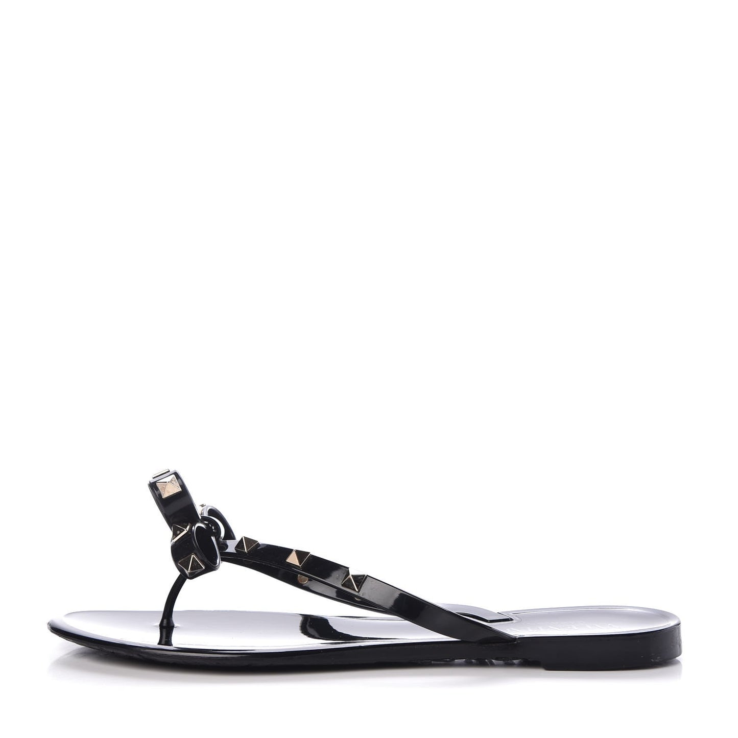 PVC Jelly Rockstud Bow Thong Sandals 39 Black