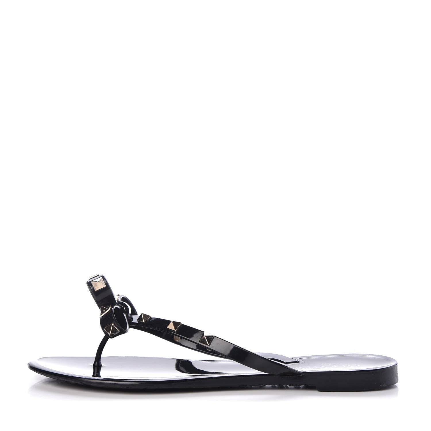 Valentino Garavani PVC Jelly Rockstud Bow Thong Sandals 39 Black 1 of 8