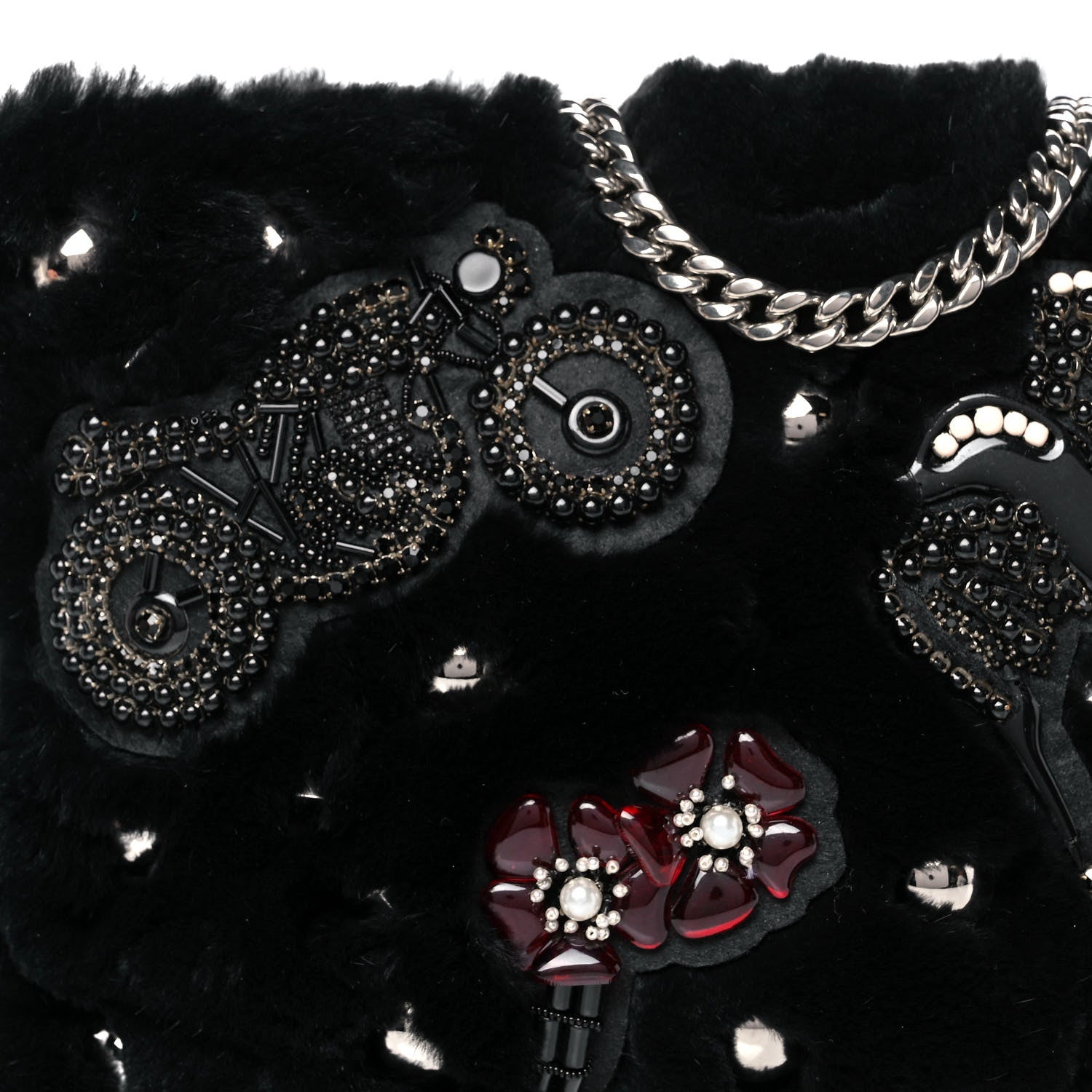 Miu Miu Rabbit Fur Embellished Crossbody Black 13 of 13