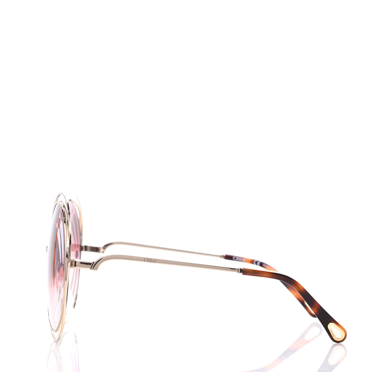 Oversize Round Carlina Sunglasses CE114SRI Gold Gradient Burgundy
