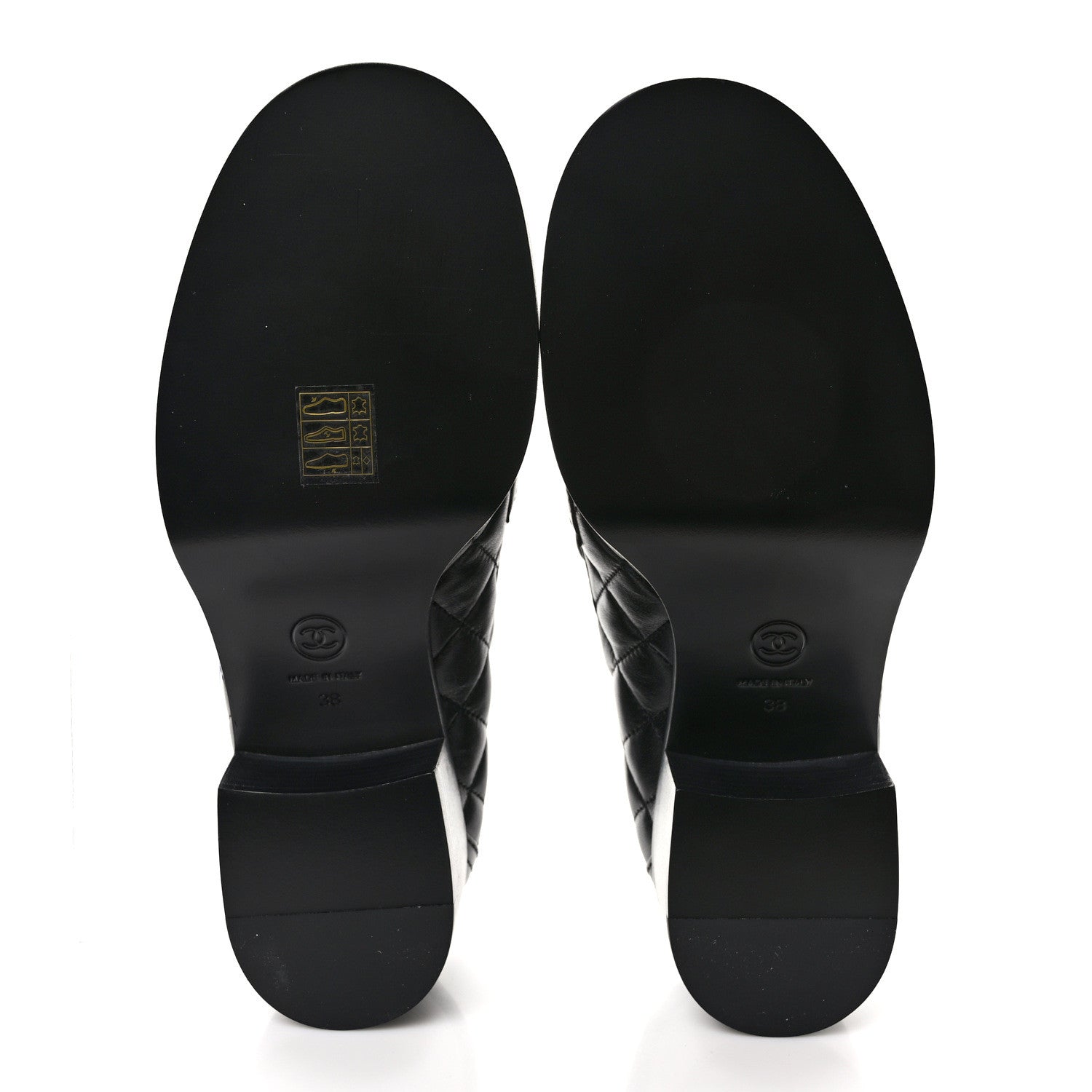 Chanel Lambskin Quilted CC Heart Loafers 38 Black 5 of 9