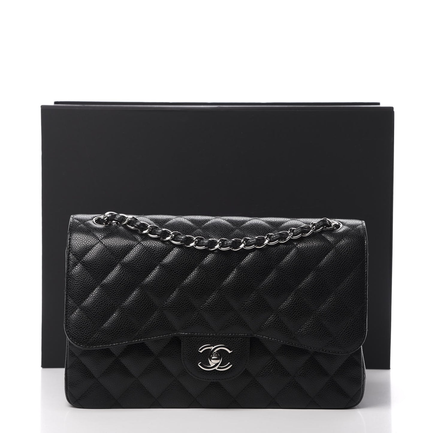 Caviar Quilted Jumbo Double Flap Black