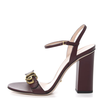Gucci Lifford Calfskin GG Marmont Ankle Wrap 105mm Sandals 42 Vintage Bordeaux 1 of 10
