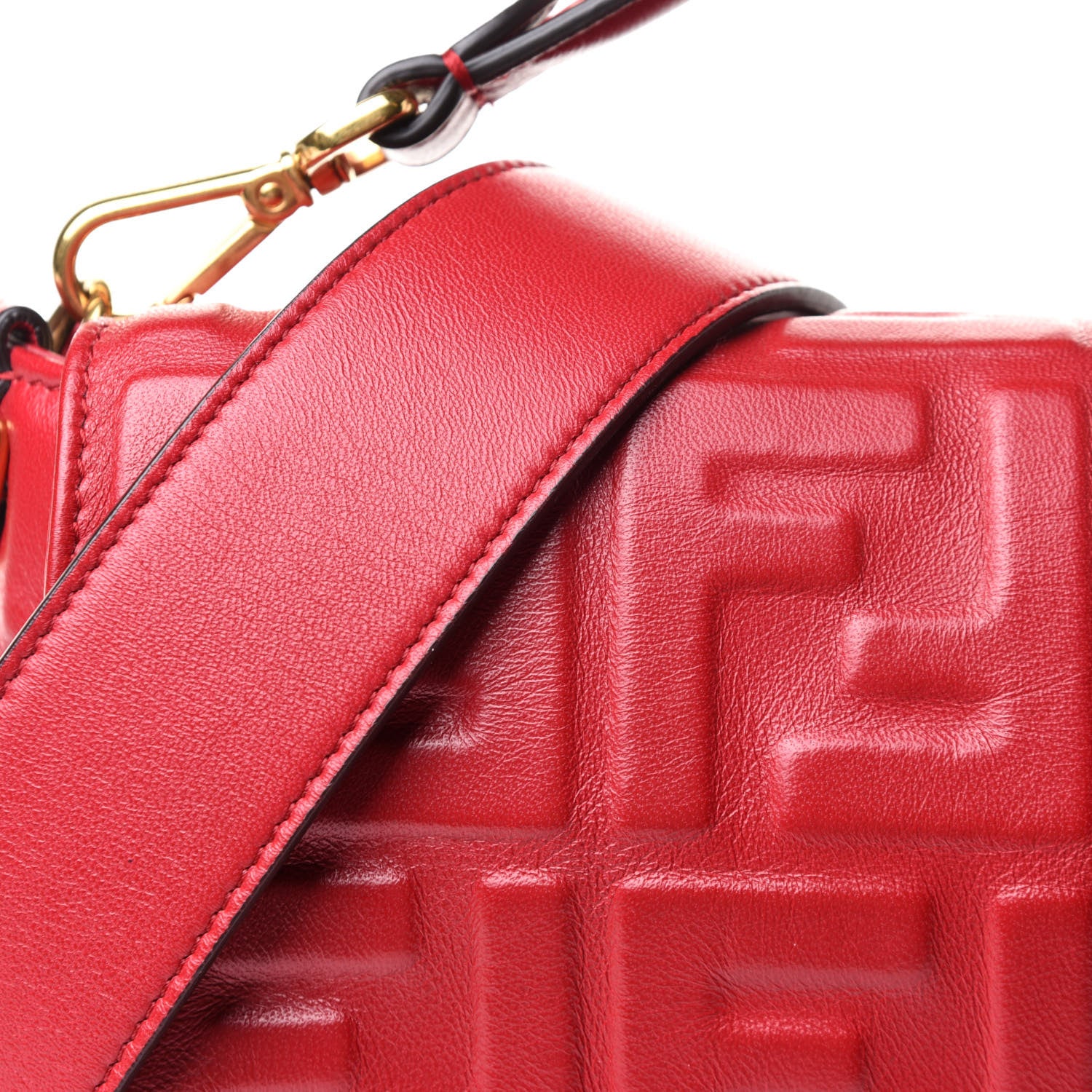 Fendi Nappa FF 1974 Embossed Large Baguette Fragola 8 of 11