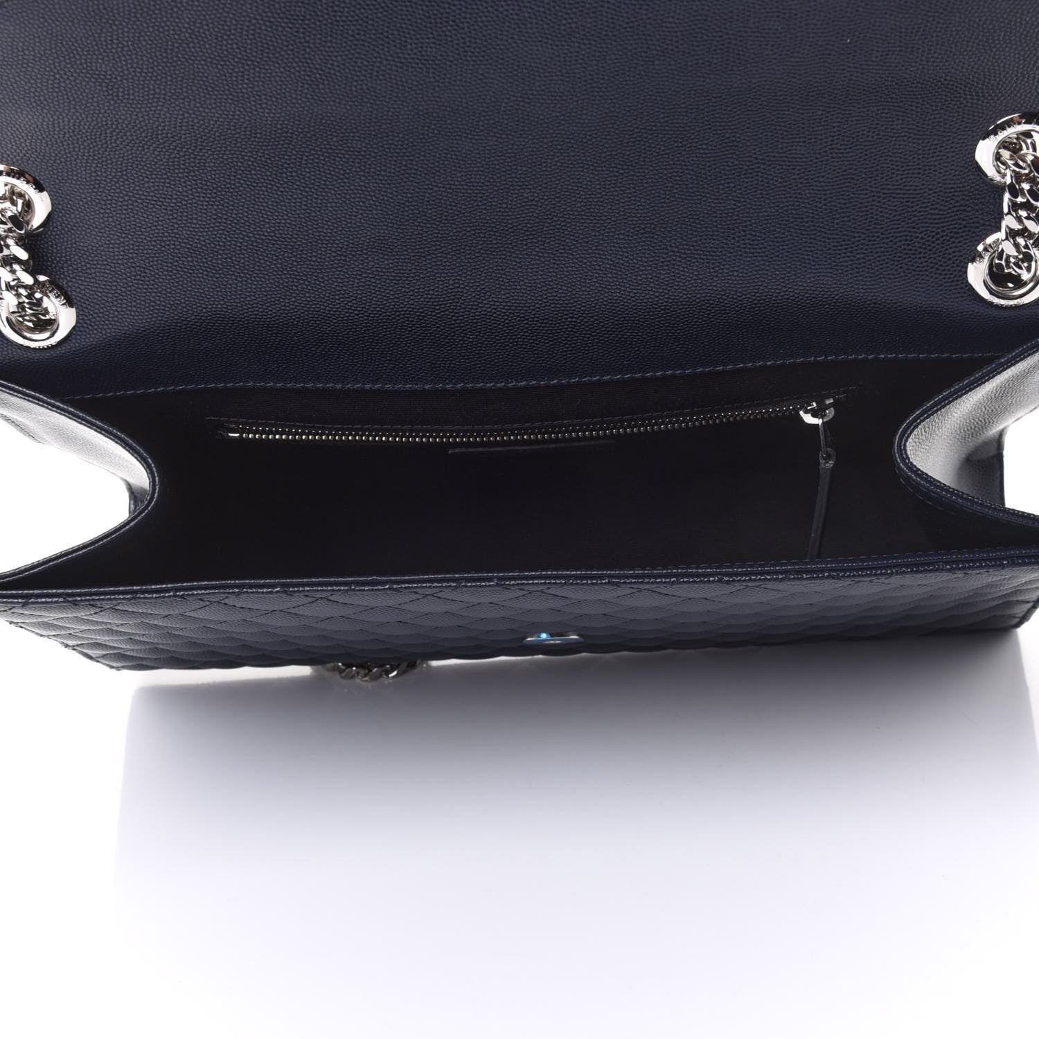 Saint Laurent Grain De Poudre Large Tri-Quilt Monogram Satchel Deep Marine 4 of 4