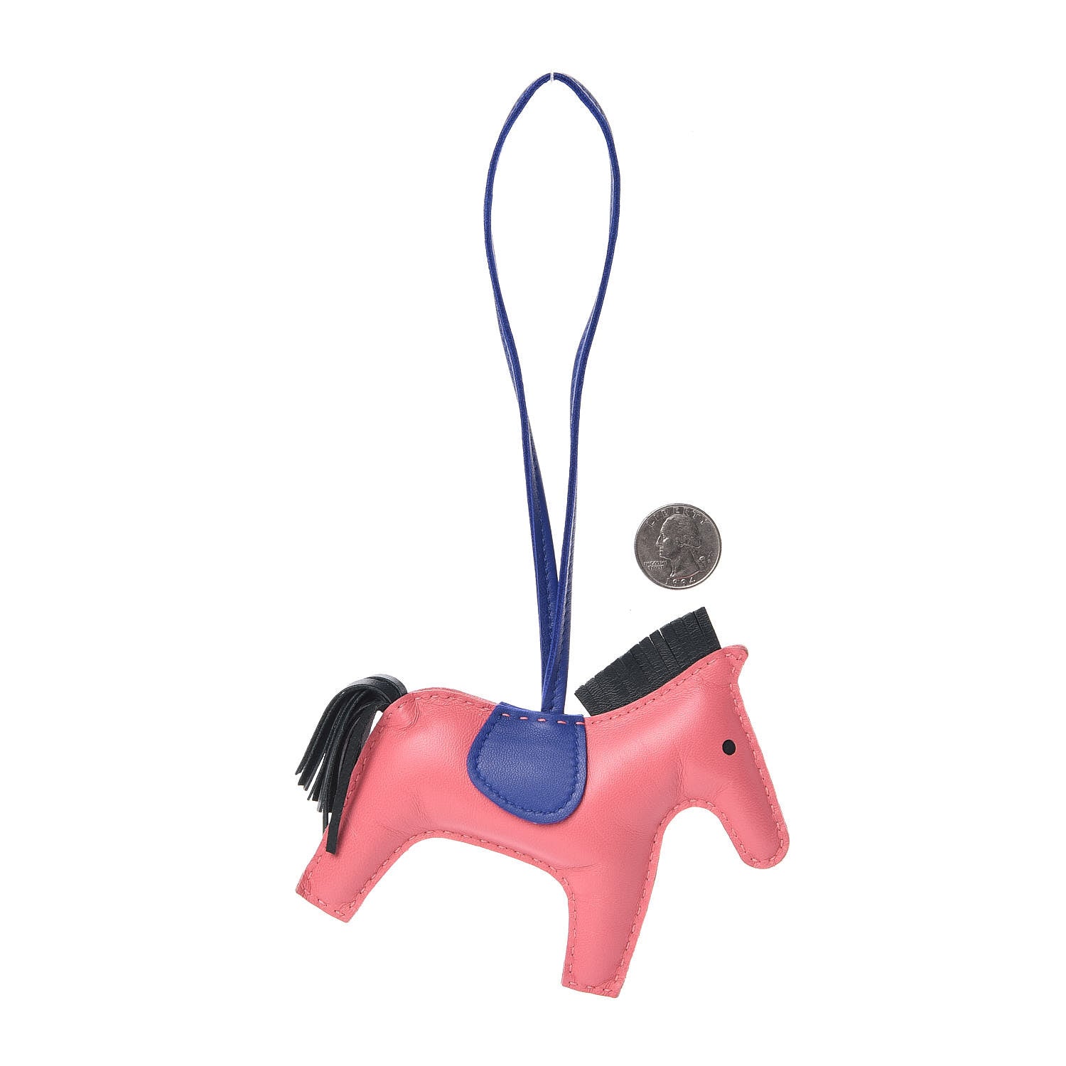 Hermes Milo Lambskin Grigri Rodeo Bag Charm MM Rose Azalee Bleu Electrique Vert Cypress 2 of 3