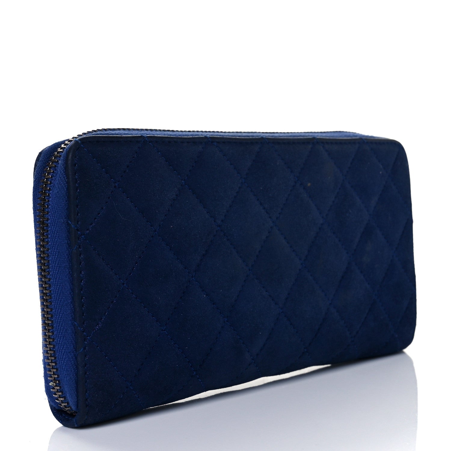 Chanel Iridescent Calfskin Quilted Long Zip Around Wallet Blue 3 of 11