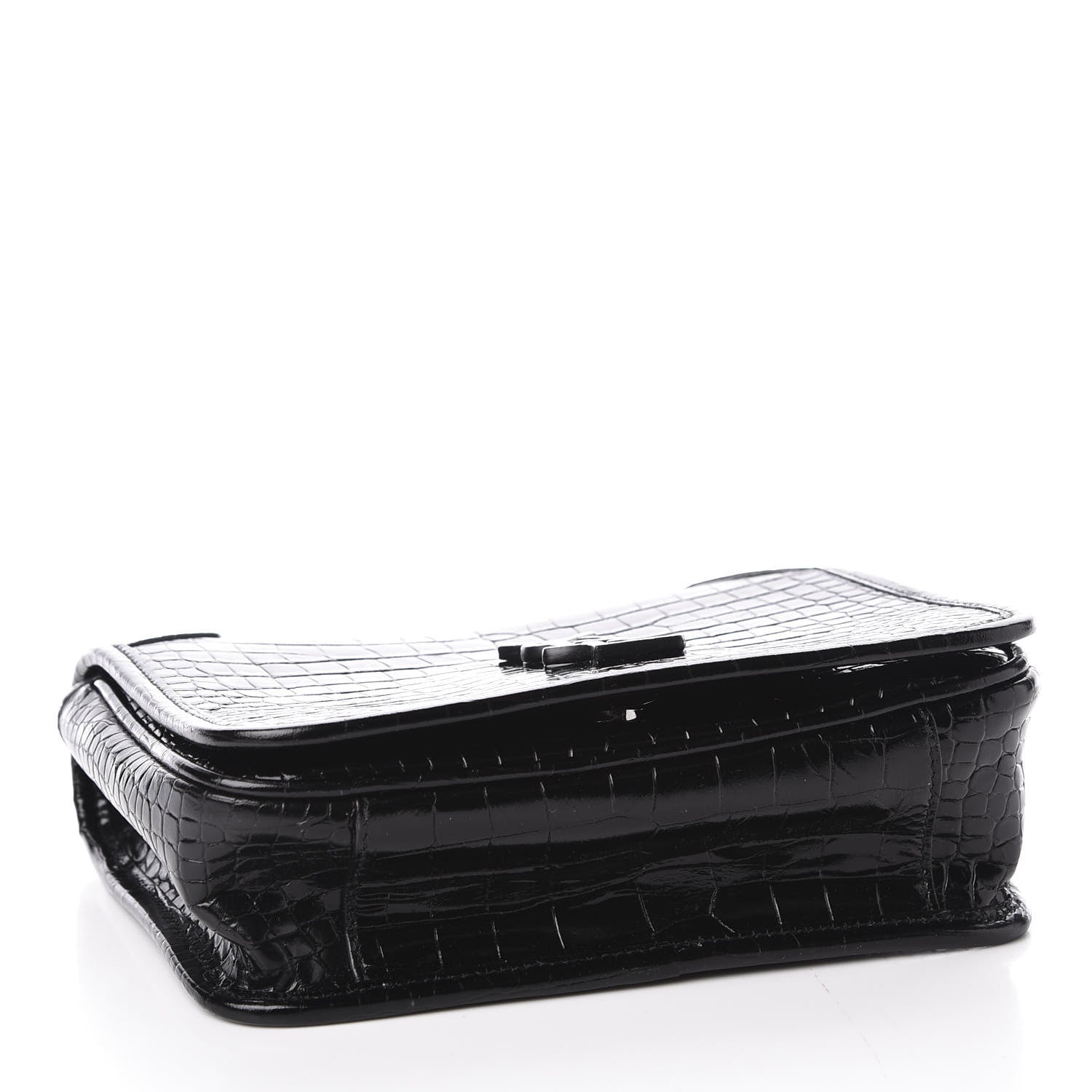 Saint Laurent Crocodile Embossed Lambskin Matelasse Monogram Niki Chain Wallet Black 3 of 10