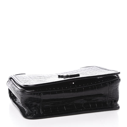 Saint Laurent Crocodile Embossed Lambskin Matelasse Monogram Niki Chain Wallet Black 3 of 10