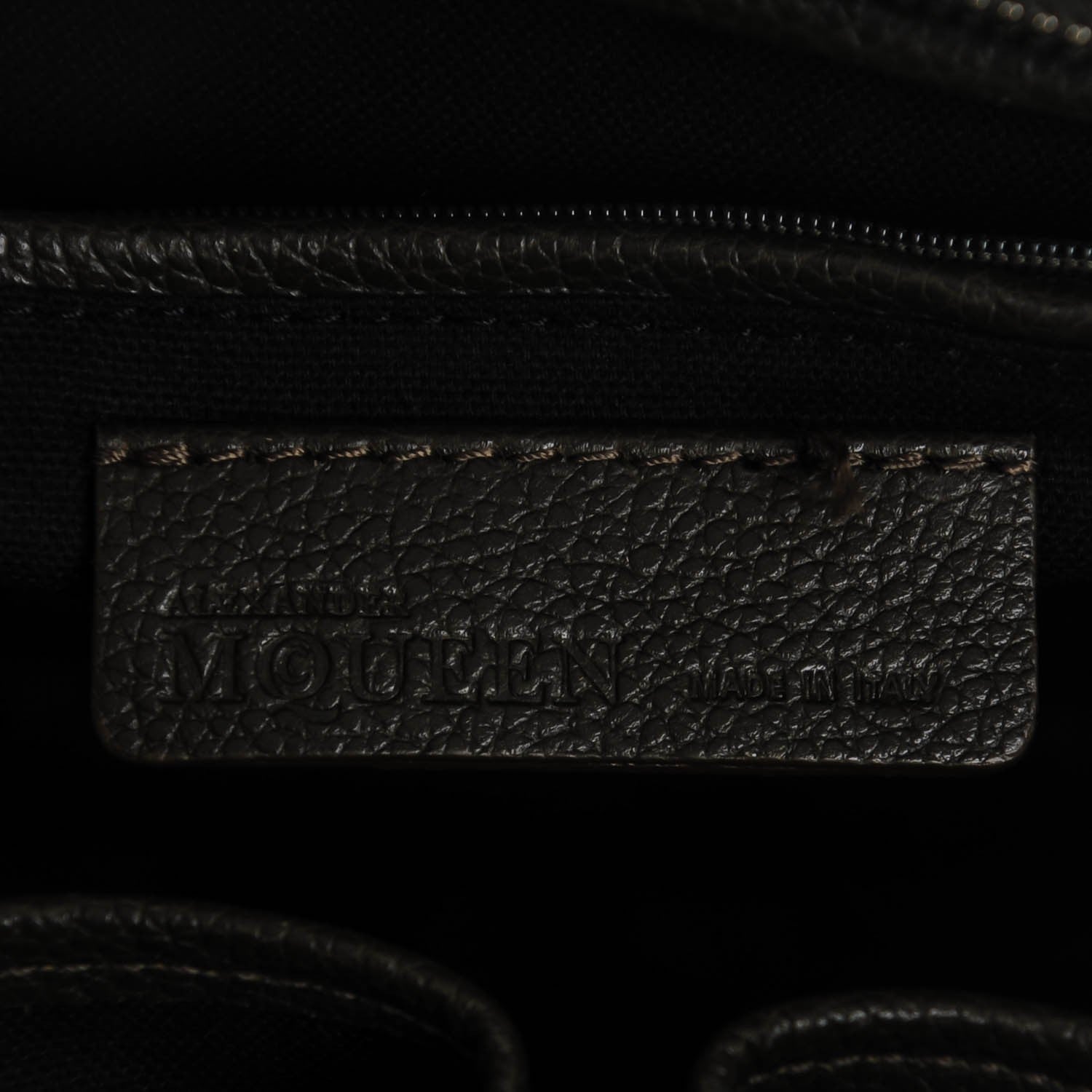 Alexander McQueen Pebbled Calfskin Small Skull Padlock Zip Around Tote Military Green 6 of 7