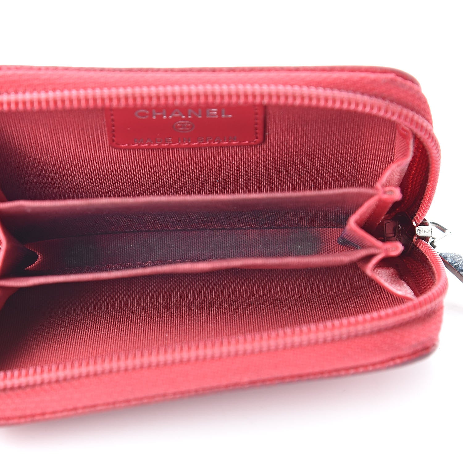 Chanel Iridescent Caviar Timeless CC Zip Around Coin Purse Red 5 of 14