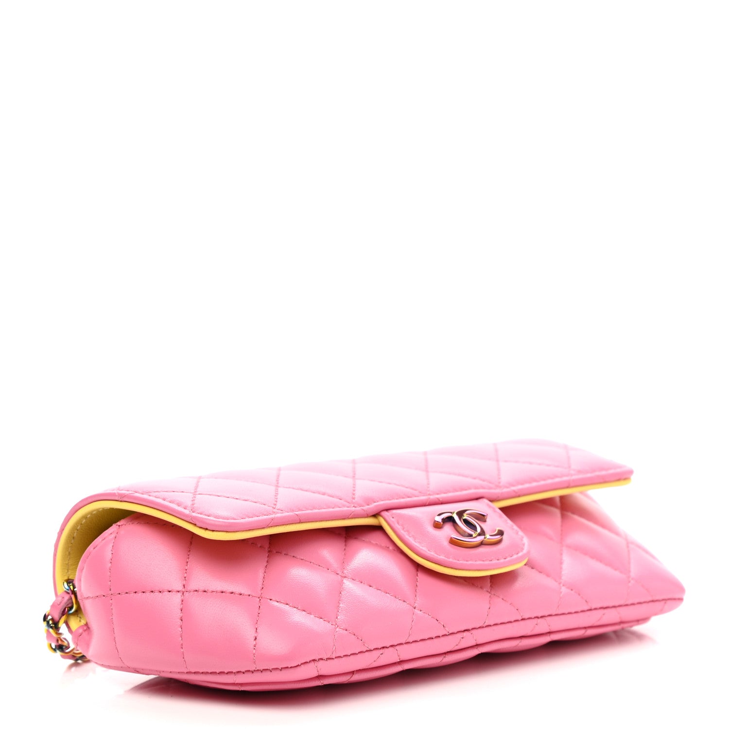 Chanel Lambskin Quilted Glasses Case With Chain Pink Yellow 4 of 8